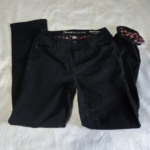 Natural Reflections Womens Black Pants with Fleece Lines Plaid Accent Size 8